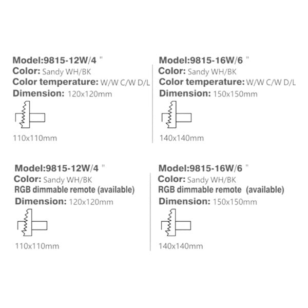 SL9815 SQ Downlight | 12w/4" - RGB