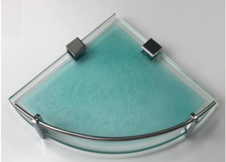 NGS-L25-BK,LB | Corner Tempered Glass Shelf - Matt Black,Light Blue