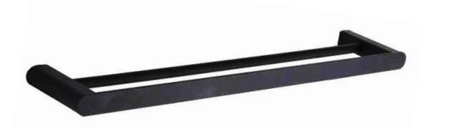 NNB-7302-BK/GM | 600mm Double Towel Bar - Matt Black/Gunmetal