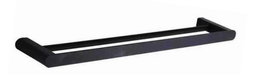 NNB-7302-BK/GM | 600mm Double Towel Bar - Matt Black/Gunmetal