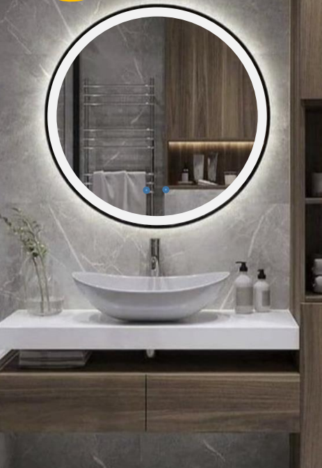 NMLED-60-BK | LED Mirror with Black Frame - Black