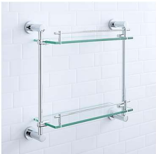 N90015 | Double Glass Shelf - Chrome Polish