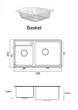 NSM-7845R | Stainless Steel Sink - Stainless Steel Matt