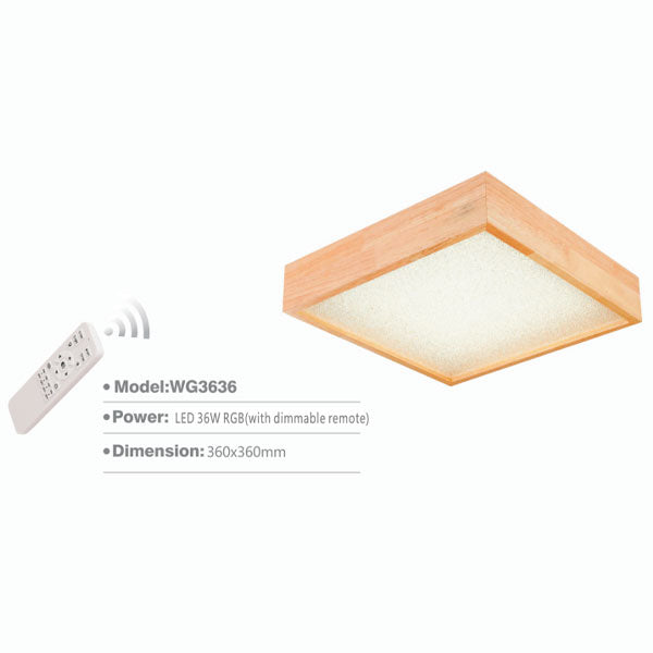 SLWG3636 SQ Surface Light | LED Ceiling Lamp - RGB Dimmable Remote