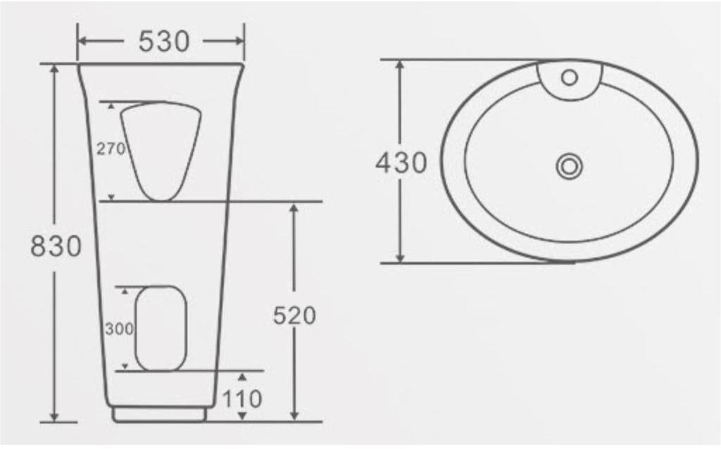 ATM9005 | Basin - Pedestal (530x430x830mm)