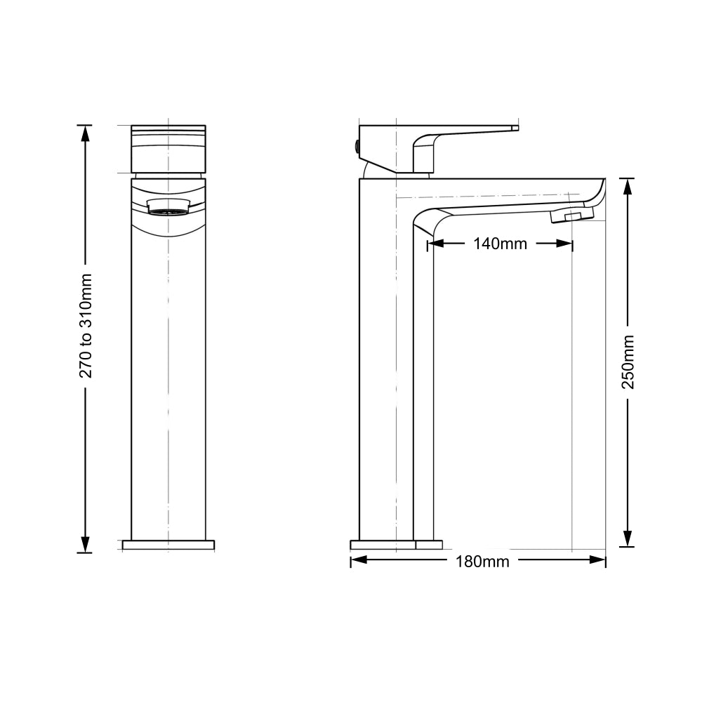 NN-2882T-CP | Tall Basin Mixer - Chrome Polish