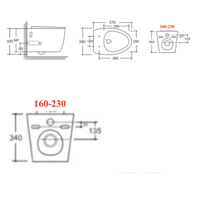 AT2375 | Rimless Technology Wall-Mount Closet (565x385x325mm)