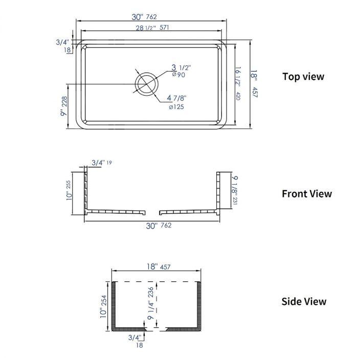 AT3018W | Fireclay Farmhouse Sink