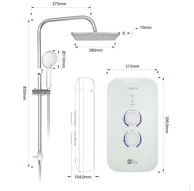 707 | KINGSTON shower set, 3-way multi-massage shower head