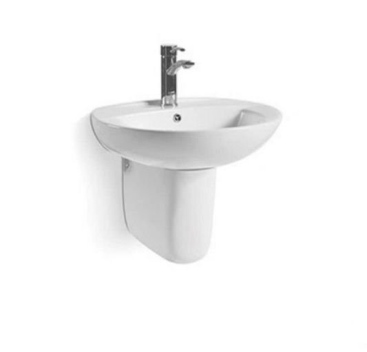 VD.093SP | Wall Mounted Basin w Semi Pedestal Dim: 575 x 450 x 520mm