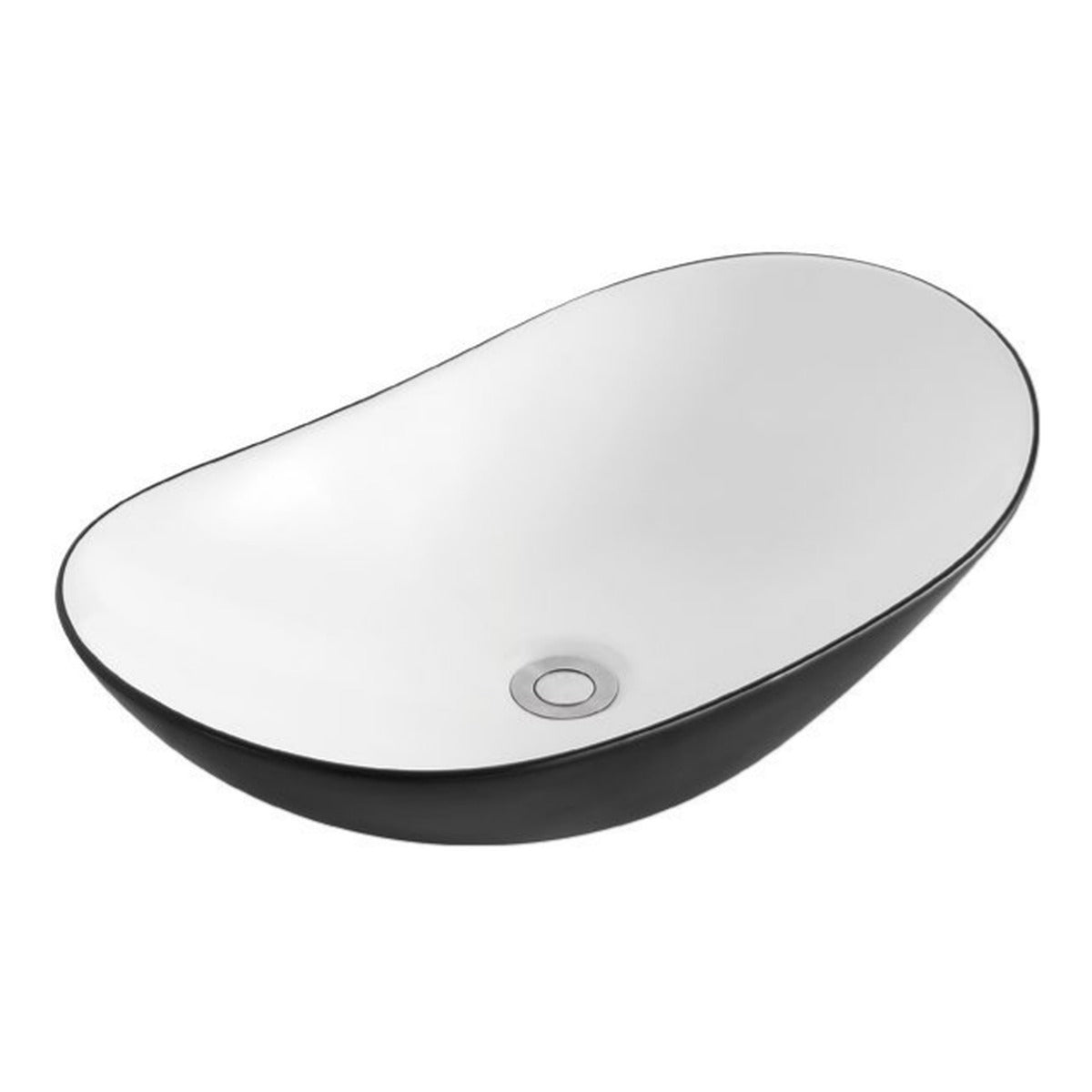 D1001107BW | Counter Top Basin - Matt Black Outside & White Inside