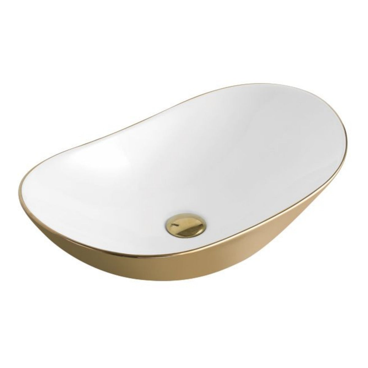 D1001107GW | Counter Top Basin - Gold Outside & White Inside