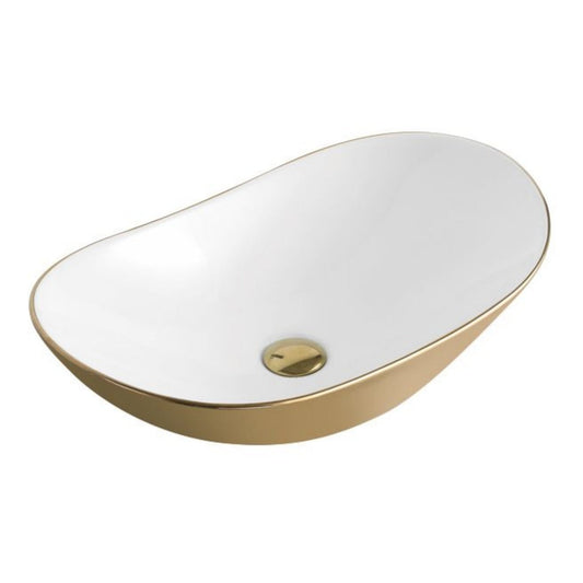 D1001107GW | Counter Top Basin - Gold Outside & White Inside