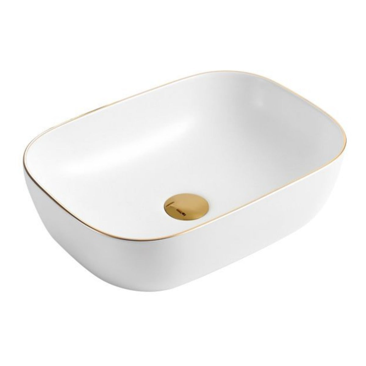 D1001116MWGL | Counter Top Basin - Matt White With Gold Line