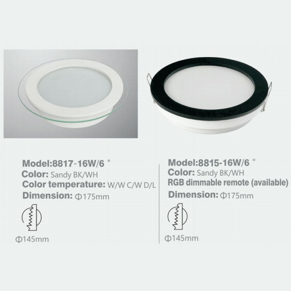 SL8817 RD Downlight - 16w/6" - RGB