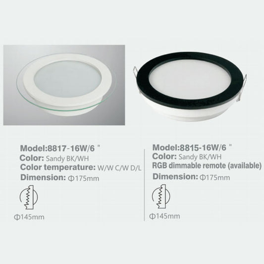 SL8817 RD Downlight - 16w/6" - RGB