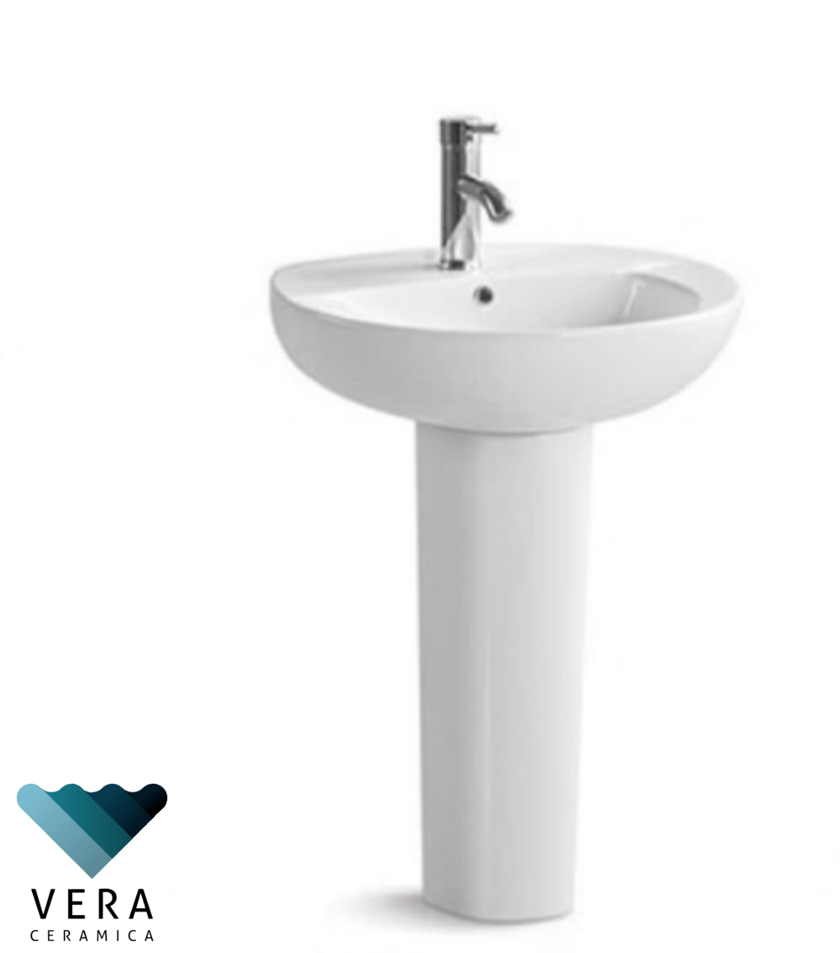 VD.093FP | Wall Mounted Basin w Full Pedestal Dim: 575 x 450 x 810mm - ThatRenoStore