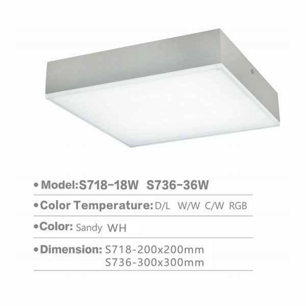 SLS718 SQ Surface Light | 18W/8" Inch