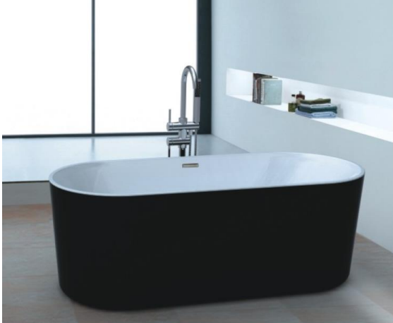 NNST-012-BW-1500 | Modern Slim-line Free Standing Bathtub - Black & White