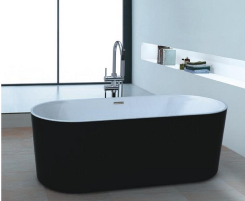 NNST-012-BW-1500 | Modern Slim-line Free Standing Bathtub - Black & White - ThatRenoStore