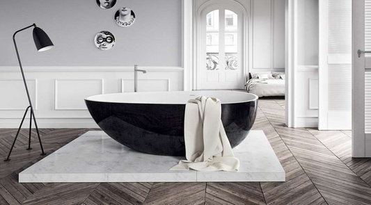 NNST-023-BW-1500 | Modern Slim-line Free Standing Bathtub - Black & White