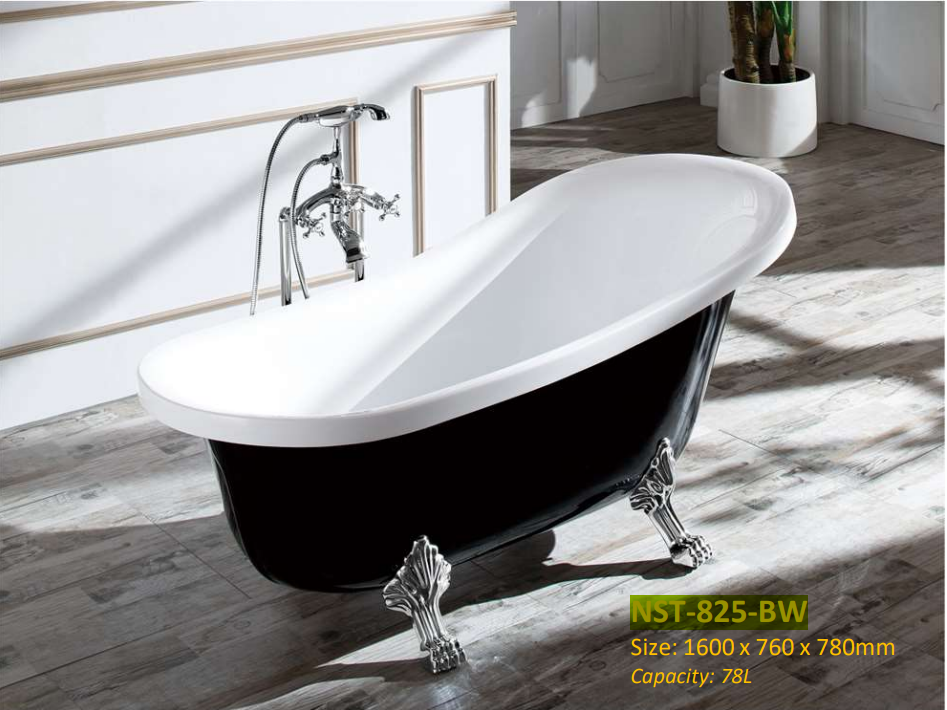 NNST-825-BW-1600 | Victorian Lifestyle Free-Standing Bathtub - Black & White