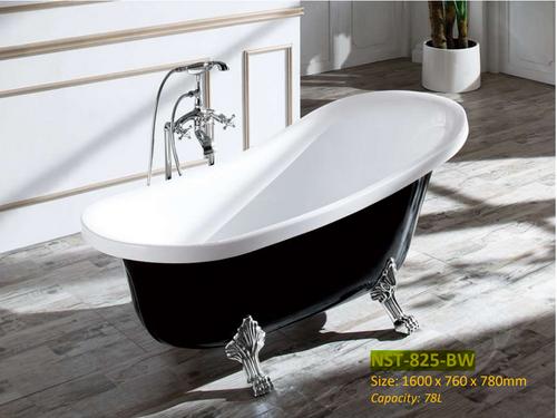 NNST-825-BW-1600 | Victorian Lifestyle Free-Standing Bathtub - Black & White - ThatRenoStore