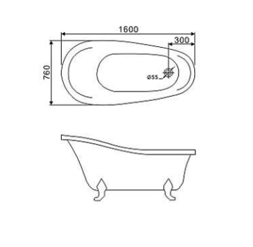 NNST-825-BW-1600 | Victorian Lifestyle Free-Standing Bathtub - Black & White