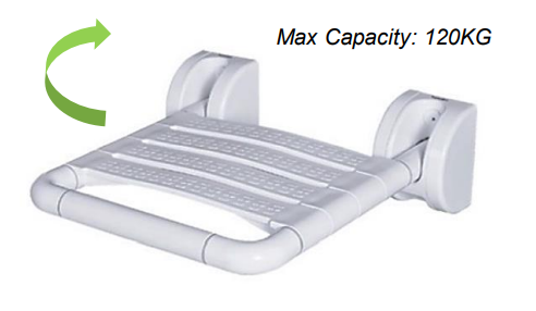 NGA-02 | 90° Collapsible Shower Chair - White PVC