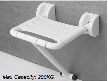 NGA-03 | 90° Collapsible Shower Chair with support - White PVC