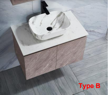 NCPA-722 (B/C) | Basin Cabinet - White Marble/Sand Beige Marble/Dark Marble