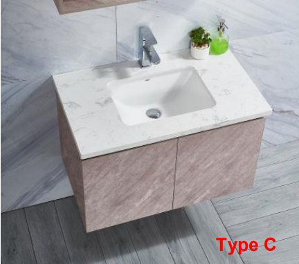 NCPA-722 (B/C) | Basin Cabinet - White Marble/Sand Beige Marble/Dark Marble