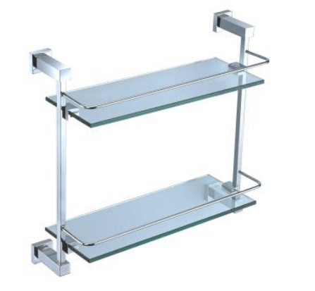 N85015 | Double Glass Shelf  - Chrome Polish