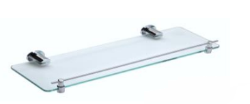 N90103 | Glass Shelf w/ Barrier - Chrome Polish