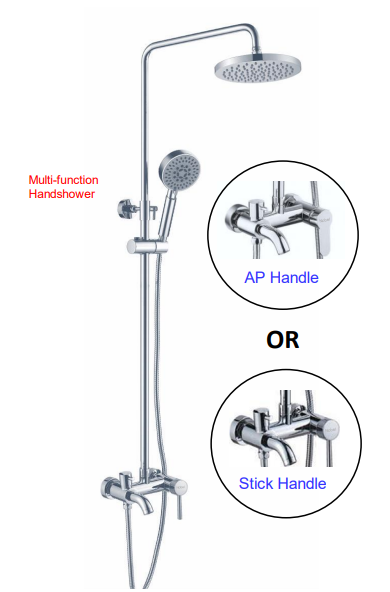 NSH-1304-CP | 3-Way Rain Shower Set - Chrome Polish