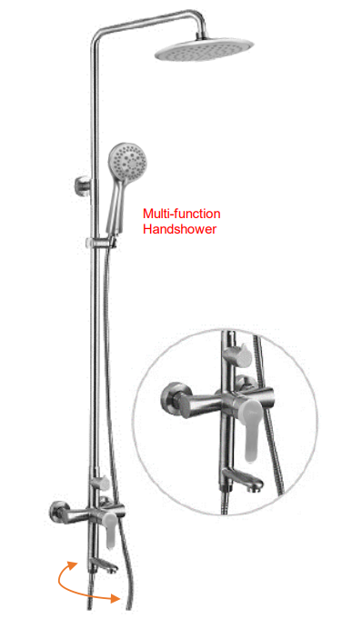 NSH-1310-SS | 3-Way Rain Shower Set - Stainless Steel Matt