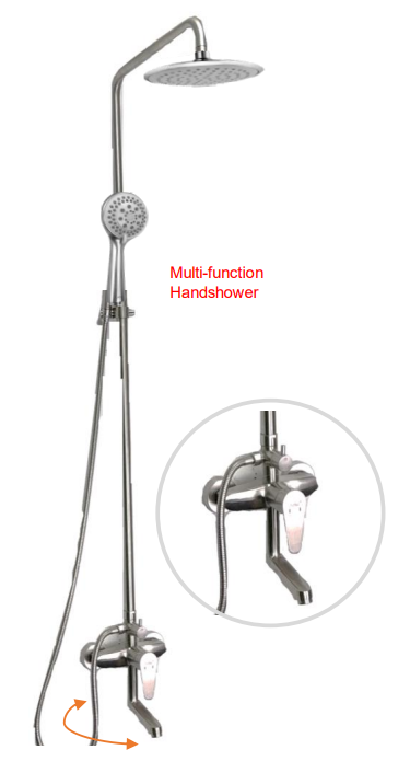 NSH-1312-SS | 3-Way Rain Shower Set - Stainless Steel Matt