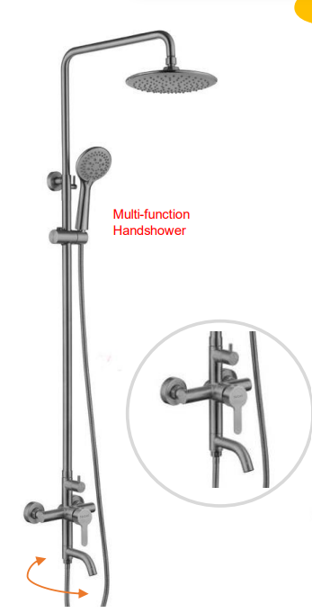 NSH-1314-SS | 3-Way Rain Shower Set - Stainless Steel Matt