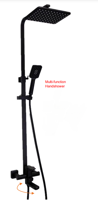 NSH-700-BK | 3-Way Rain Shower Set - Matt Black