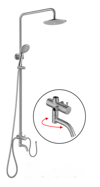 NSH-9003-SS | 3-Way Rain Shower Set - Stainless Steel Matt