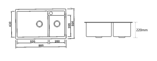 NSG-860 | Granite Kitchen Sink - Grey Spot/Dark Grey