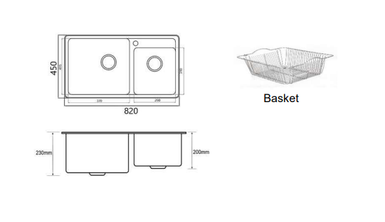 NSM-8245L | Stainless Steel Sink - Stainless Steel Matt