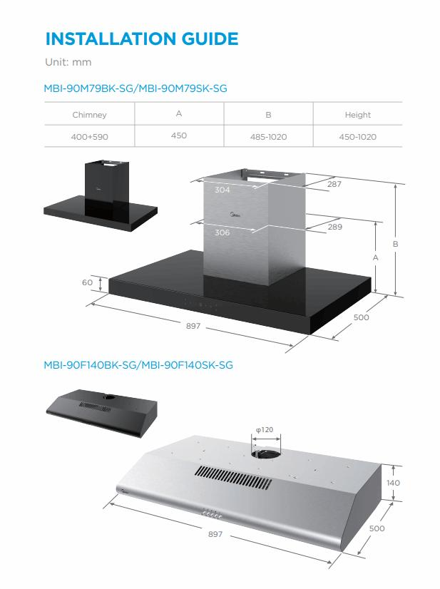 MMBI-90M79BK-SG | Chimney Hood - Black