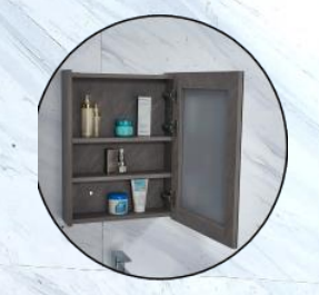 NMCB-611 | PVC Mirror Cabinet - Dark Marble/Grey Marble/White Marble