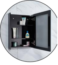 NMCB-5070 | PVC Mirror Cabinet - Black/White