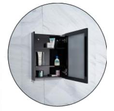 NMCB-3550 | PVC Mirror Cabinet - Black/White